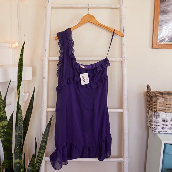 NWT Ya Los Angeles Purple One Shoulder Dress - Picture 3 of 3